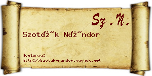 Szoták Nándor névjegykártya