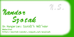nandor szotak business card